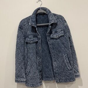 Jane and Delancey Blue Quilted Shirt Jacket